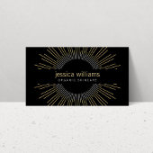 Carte De Visite Elégante Beauté Gold Sunburst sur Noir