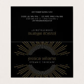 Carte De Visite Elégante Beauté Or Sunburst Noir Plié (Extérieur déplié)