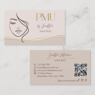 Carte de visite élégante beige et or PMU