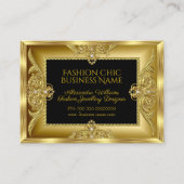Carte De Visite Elégante bijouterie design de mode Gold Gems noir (Devant)