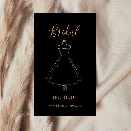 Carte De Visite Elégante Black & Gold Gown Bride Stylist Boutique