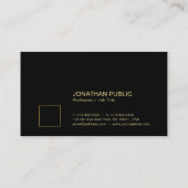 Carte De Visite Élégante Black Gold Plain Professional Entreprise (Dos)