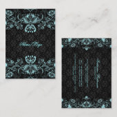 Carte De Visite Elégante Black & Pastel Blue Floral (Devant / Derrière)