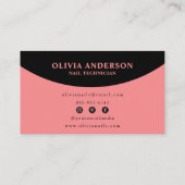 Carte De Visite Élégante Black Pink Feminine Moderne Nail Tech (Dos)