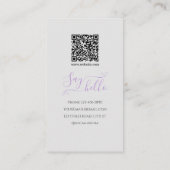 Carte de visite élégante blanche avec code QR et m (Dos)