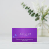 Carte de visite élégante bleu violet. (Debout devant)