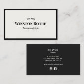 Carte De Visite Elégante bordure blanche professionnelle noire (Devant / Derrière)