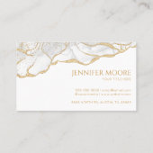 Carte De Visite Elégante Bordure d'Agate Or Blanc Personnalisée (Dos)