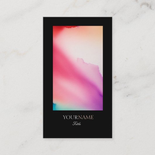 Carte De Visite Elégante bordure noire en aquarelle (Devant)