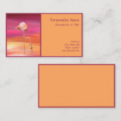 Carte De Visite Elégante bordure violette Flamant rose rose (Devant / Derrière)