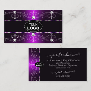 Carte De Visite Elégante Bordures orange foncé violet blanc avec l