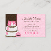 Carte De Visite Élégante boulangerie à dessert de gâteau rose et d (Dos)