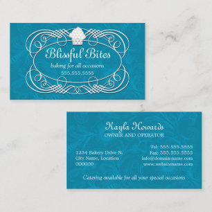 Carte De Visite Élégante boulangerie Blue Cupcake