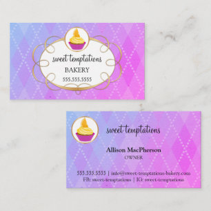 Carte De Visite Élégante boulangerie Cupcake