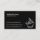 Carte De Visite Élégante boulangerie de cupcake noir blanc (Devant)