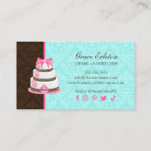 Carte De Visite Élégante boulangerie de dessert au gâteau rose (Dos)