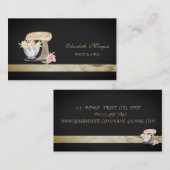 Carte De Visite Élégante Boulangerie Noire Mixer Fleurs (Devant / Derrière)