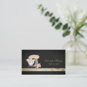 Carte De Visite Élégante Boulangerie Noire Mixer Fleurs (Debout devant)