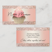 Carte De Visite Élégante boulangerie Rose Gold Cupcake (Devant / Derrière)