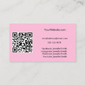 Carte De Visite Élégante boulangerie rose personnalisé QR Code (Dos)