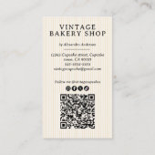 Carte De Visite Élégante boulangerie Vintage (Dos)