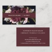 Carte De Visite Élégante Bourgogne et florale blanche | (Devant / Derrière)