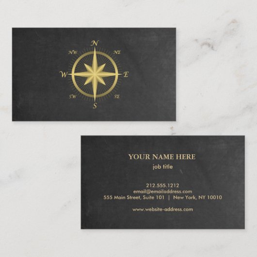 Carte De Visite Élégante boussole nautique (Devant / Derrière)