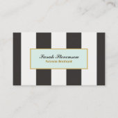 Carte De Visite Elégante boutique mode en rayures noir et blanc (Devant)