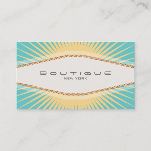 Carte De Visite Elégante Boutique Mode Turquoise Yellow Retro (Devant)