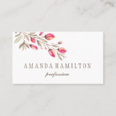 Carte De Visite Élégante branche botanique Aquarelle de fleurs ros (Devant)