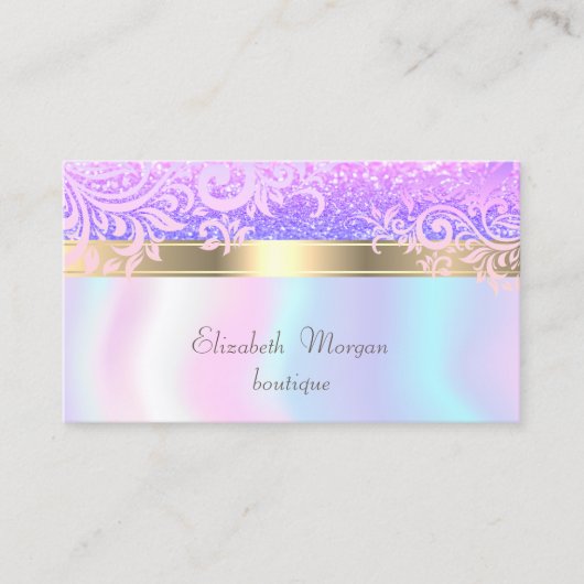 Carte De Visite Élégante brillance stylish or Floral Holographique (Devant)