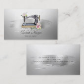 Carte De Visite Élégante Brosse Brise Lotus Gris Machine à coudre (Devant / Derrière)