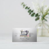 Carte De Visite Élégante Brosse Brise Lotus Gris Machine à coudre (Debout devant)