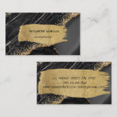 Carte De Visite Élégante brosse en marbre noir (Devant / Derrière)