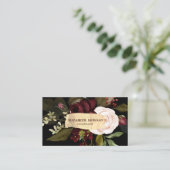 Carte De Visite Élégante Brosse Or, Fleurs Bourgogne (Debout devant)