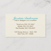 Carte De Visite Élégante cage à oiseaux (Dos)