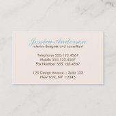 Carte De Visite Élégante cage à oiseaux (Dos)