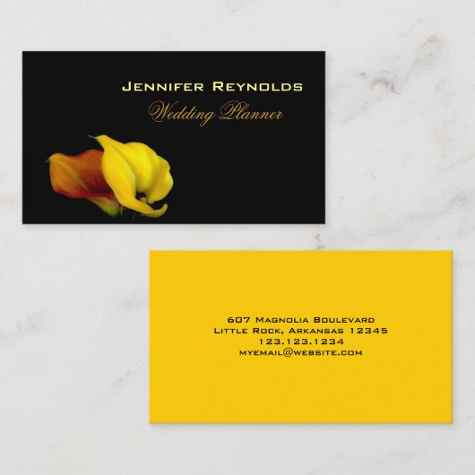 Carte De Visite Elégante Calla Lily Florale (Devant / Derrière)