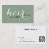 Carte De Visite Élégante Calligraphie Couleur des cheveux sur Sage (Devant / Derrière)