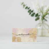 Carte De Visite Élégante calligraphie de script or en marbre rose (Debout devant)