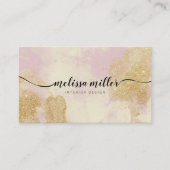 Carte De Visite Élégante calligraphie de script or en marbre rose (Devant)