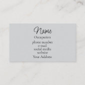 Carte De Visite Élégante calligraphie gris libellule moderne (Dos)