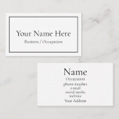 Carte De Visite Elégante calligraphie moderne noir blanc (Devant / Derrière)