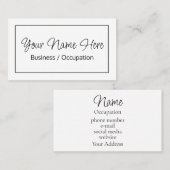 Carte De Visite Elégante calligraphie moderne noir blanc (Devant / Derrière)