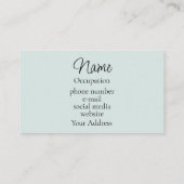 Carte De Visite Élégante calligraphie sauge libellule verte (Dos)