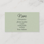 Carte De Visite Elégante calligraphie sauge vert moderne (Dos)