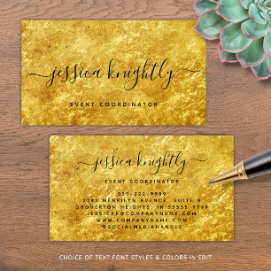 Carte De Visite Élégante Calligraphie Script Swash Black Gold