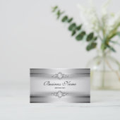 Carte De Visite Elégante chaîne de perle gris argenté blanc (Debout devant)