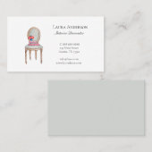 Carte De Visite Elégante chaise française Décoratrice intérieure (Devant / Derrière)