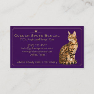 Carte De Visite Élégante chatterie de chats Bengal personnalisable